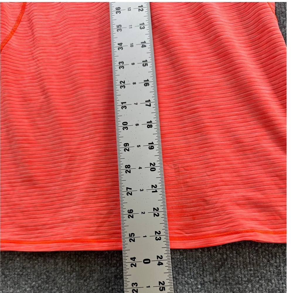 Athleta Womens Neon Coral Orange Ribbed Asymmetrical Hem Short Sleeve Tee Top, S - Picture 9 of 9